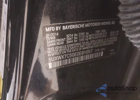 2014 BMW X3 xDrive35I z USA, uszkodzony, nr VIN 5UXWX7C50E0E81057